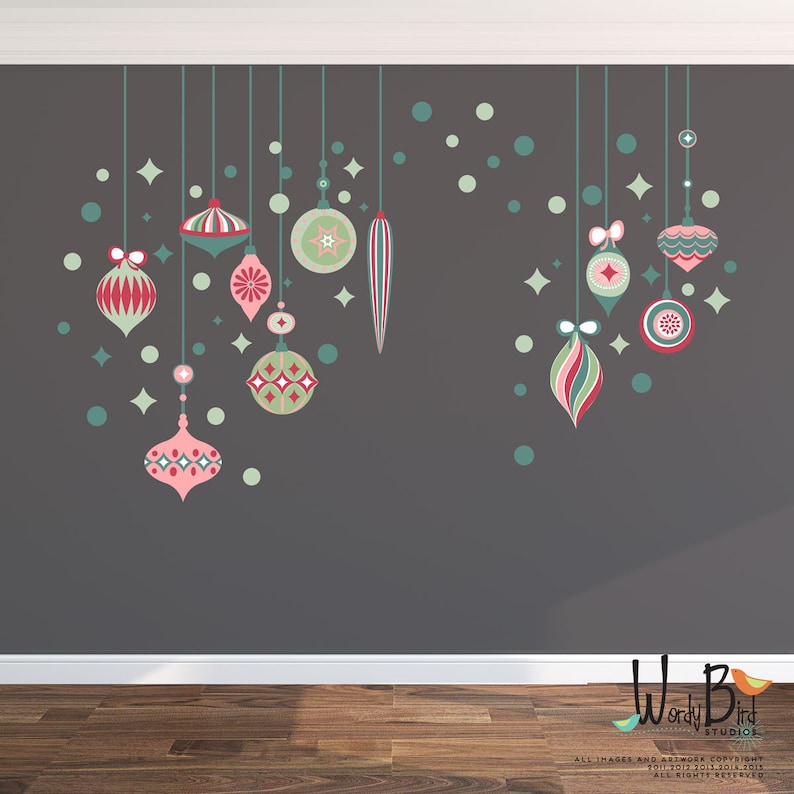 Retro Ornaments Christmas Wall Decals Reusable and Removable Etsy