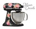 Coral & Red Watercolor Floral Stand Mixer Decal set, fits KitchenAid or other Kitchen mixer brands, incl. 6 small floral stickers - WBMIX002 