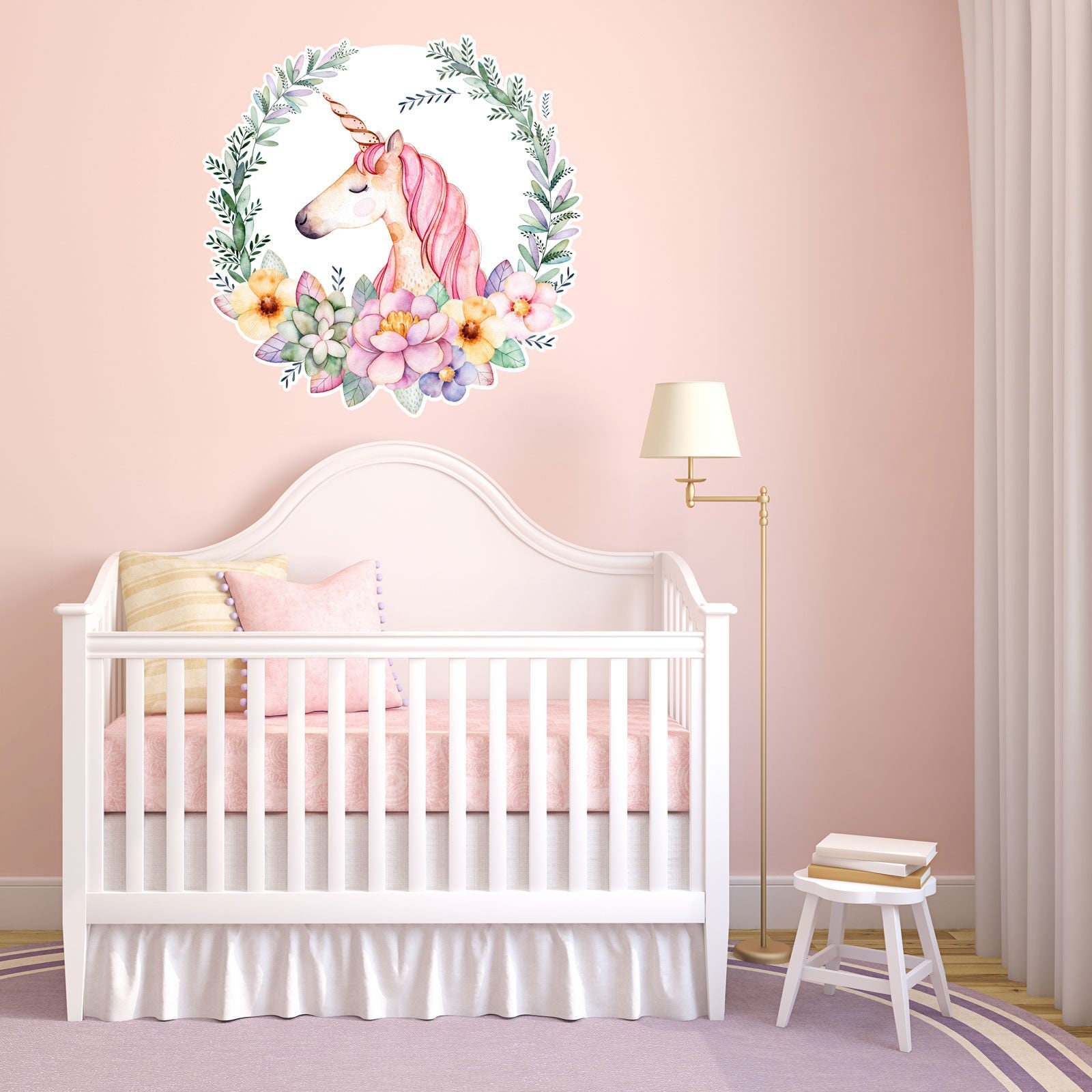 Unicorn Face w/Floral Garden Removable Vinyl Wall Decals Nursery Kids Room 16x12 Unicorn Face w/Floral Garden Removable Vinyl Wall Decals Nursery Kids Room 16x12
