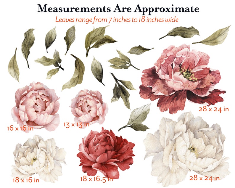 Flower Decals Large Pink and Red Flower Decals Wall Stickers Etsy