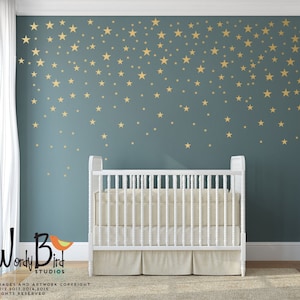 Gold Stars Wall Decals Pack Peel and Stick Confetti Wall Decals Metallic Star Wall Decals WBSTRm image 2