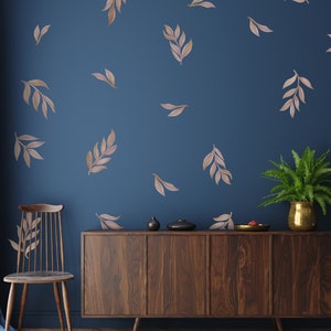 Leaf Wall Decals, Boho Nursery Decor Floral Wall Stickers, Great for Dorms, Classroom or Rentals, removable fabric wallpaper material WB012 image 9