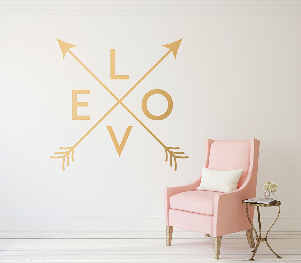Gold Arrow Wall Decal Crossed Arrows Love Wall Decor Love Etsy