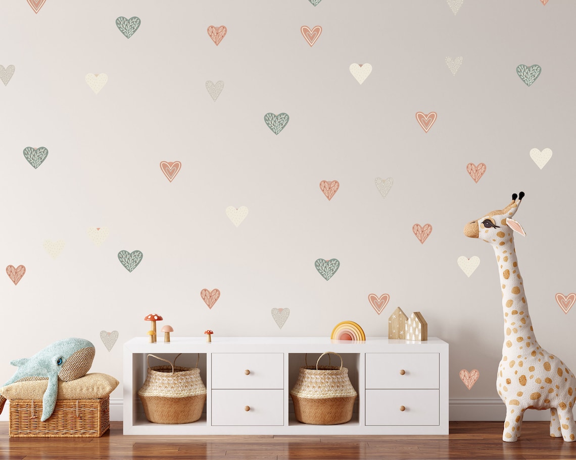 Removable Heart Wall Decals, Heart Wall Stickers for Boho Chic Nursery ...