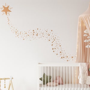 Shooting Stars & Sparkles Wall Decals Galaxy Nursery Decals, Star Decals, Space Theme Kids Room Decor, Gold Star Wall Stickers WB068 image 2