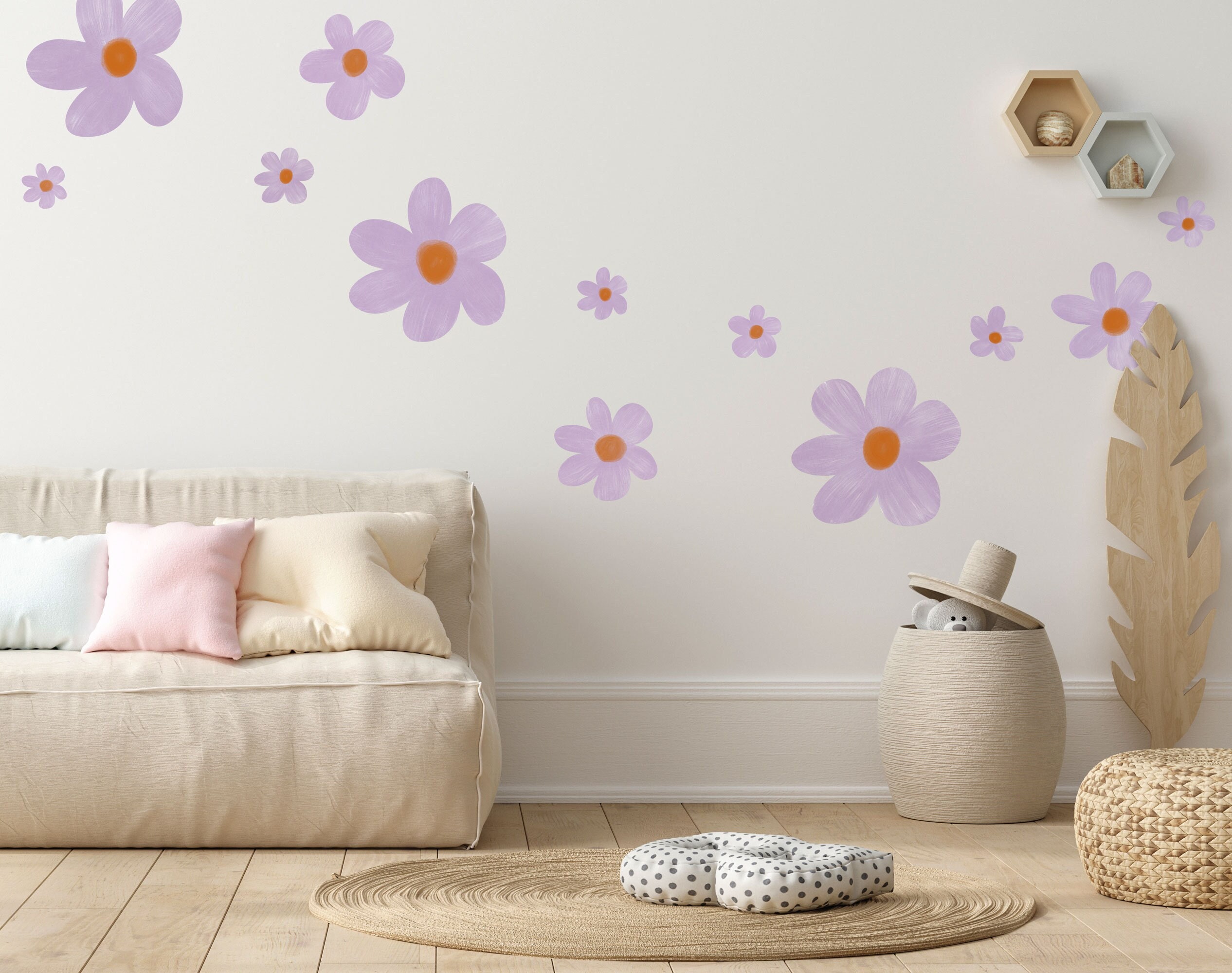 Daisy Wall Decals, Flower Wall Art Nursery Wall Decoration, Kids Room ...