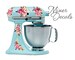 Dark Pink Floral Stand Mixer Decal set, fits KitchenAid or other Kitchen mixer brands, includes 5 small floral stickers - WBMIX007 