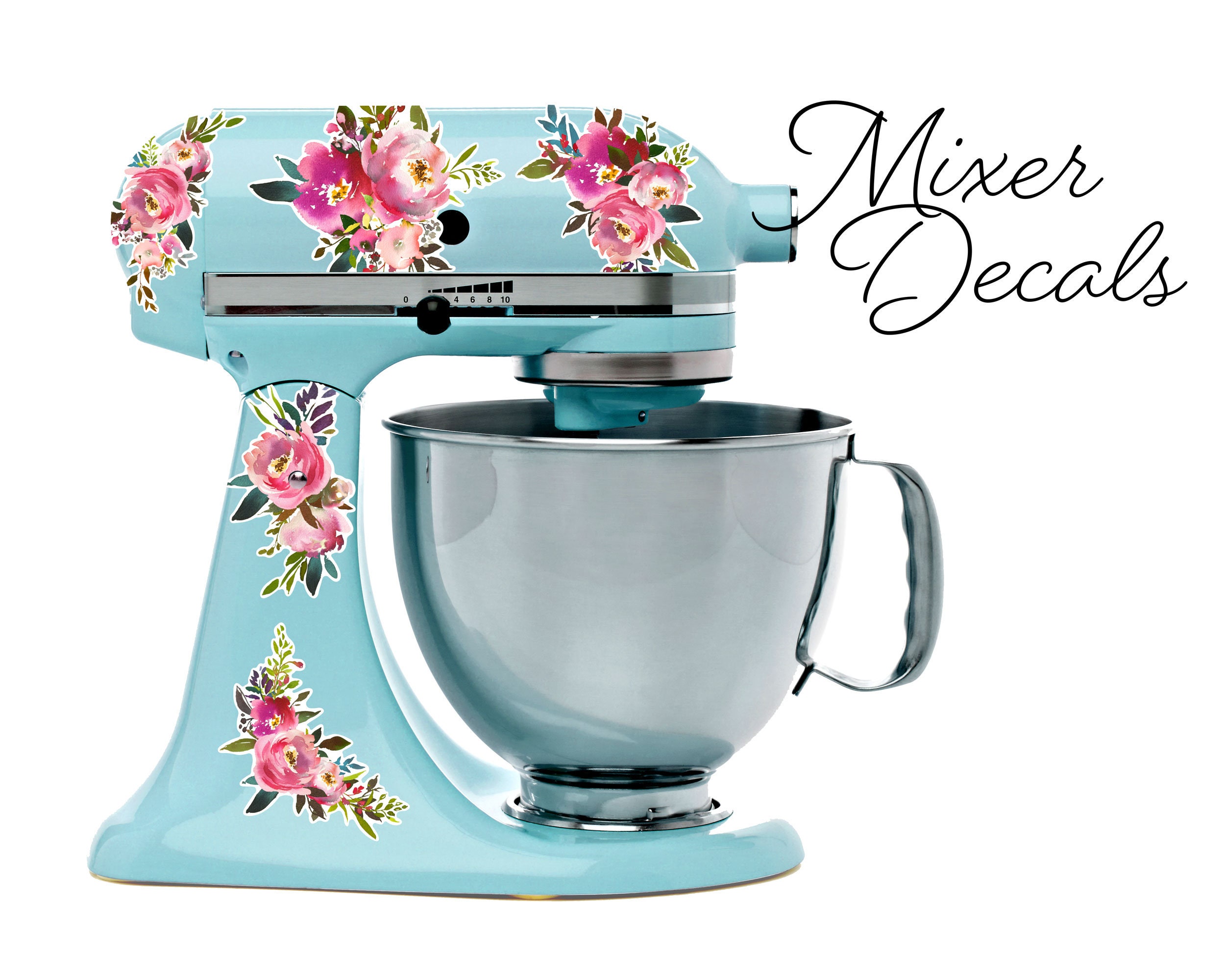 Red Poppy Flowers Watercolor Kitchenaid Mixer Mixing Machine Decal Art Wrap