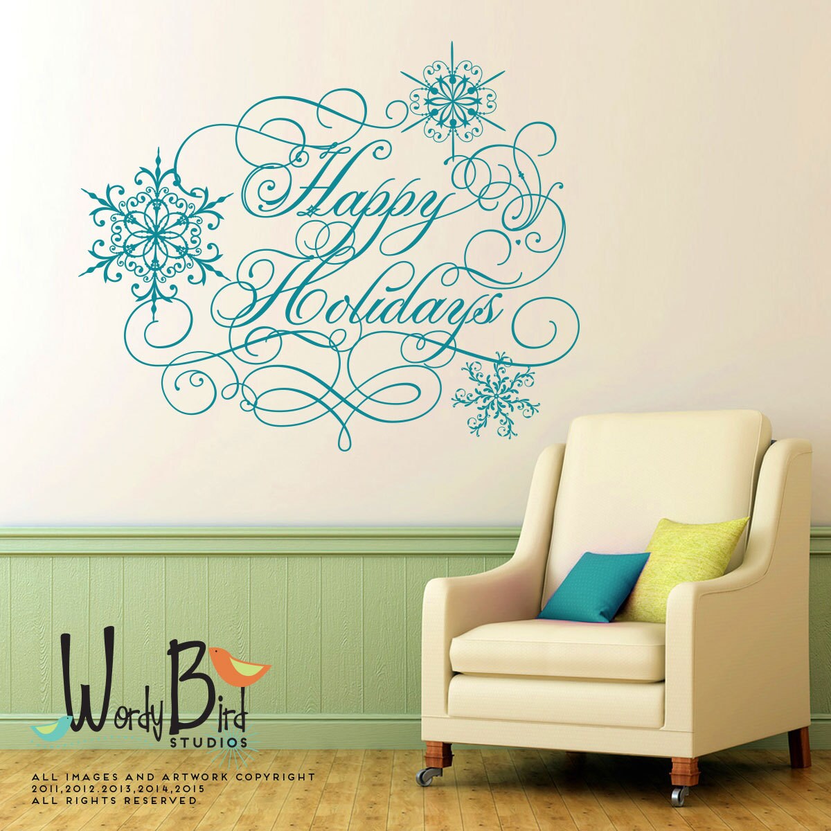 Happy Holidays wall decal sticker Christmas decor Etsy