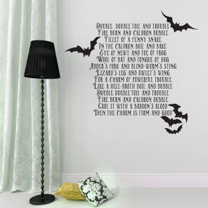 Double Double Toil and Trouble Halloween Wall Decal The 3 Witches Chant from MacBeth Halloween Wall Decal with bats WB911 image 6