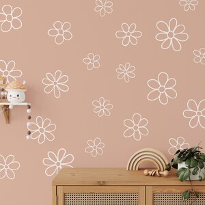 Retro Daisy Nursery Wall Decals, Boho Playroom Decor for Girls, also great for dorms and classrooms, Includes 20 Daisy Wall Decals WB041 image 8
