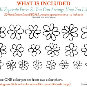 Retro Daisy Nursery Wall Decals, Boho Playroom Decor for Girls, also great for dorms and classrooms, Includes 20 Daisy Wall Decals WB041 image 3