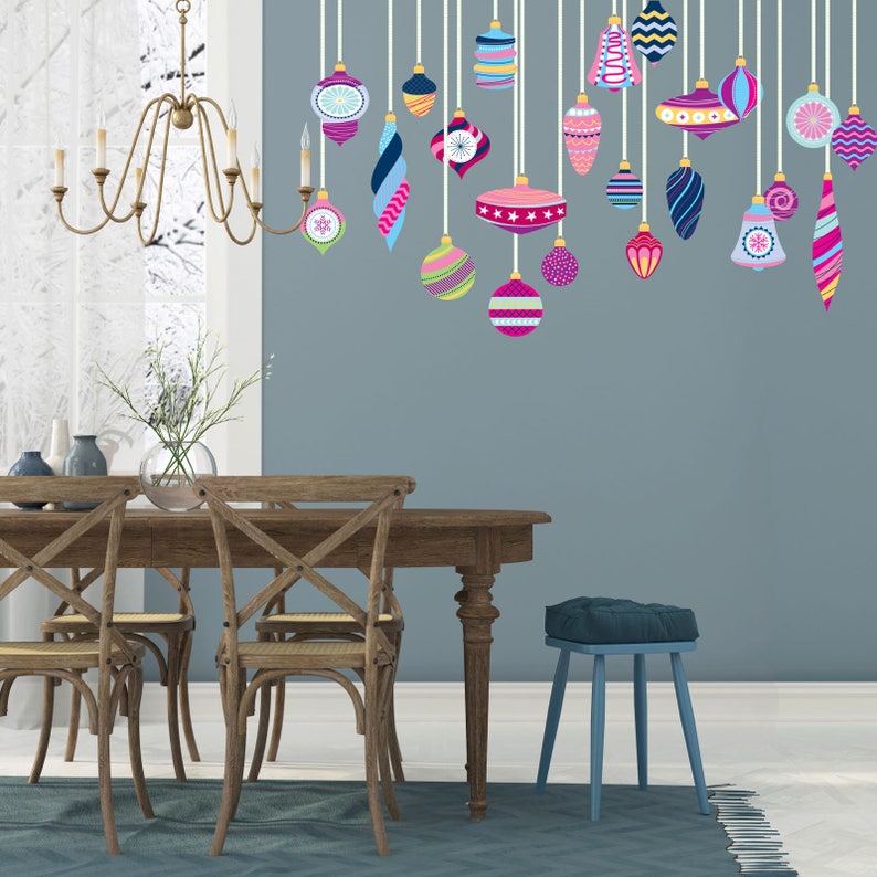 Vintage Ornaments Wall Decals Christmas Wall Decor Etsy