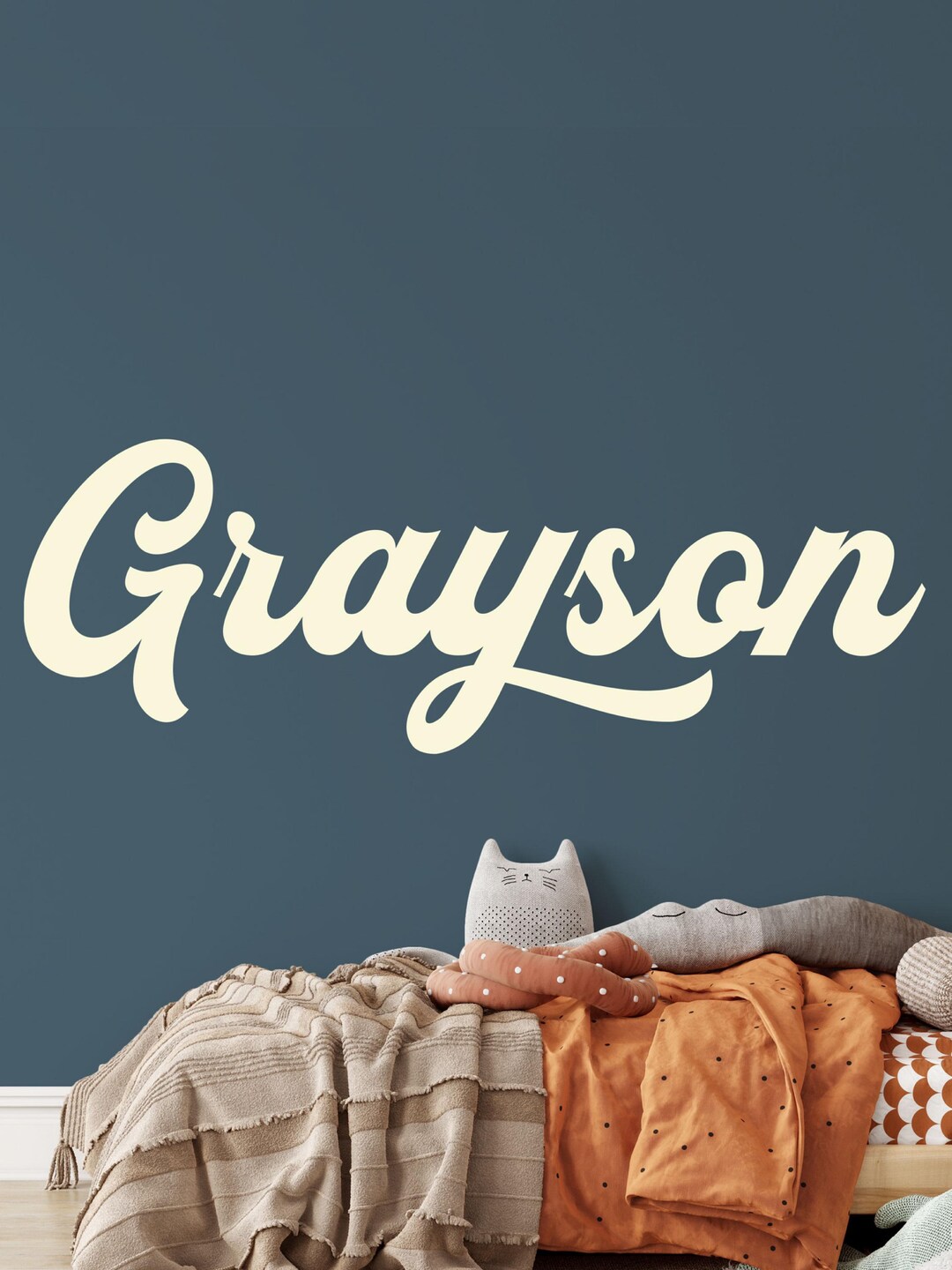 Personalized Retro Script Name Wall Decal, Boys Nursery Decor - WBNAME8 ...
