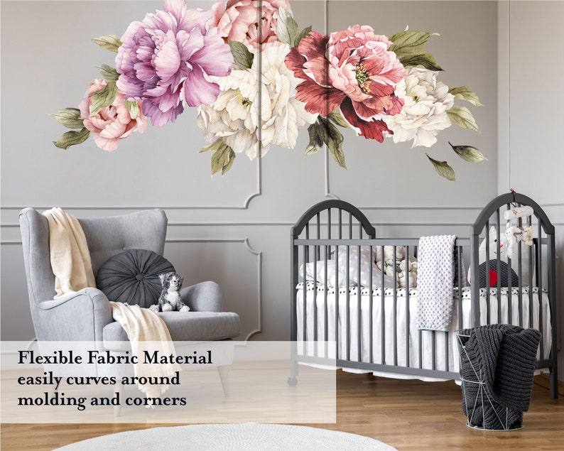 Flower Wall Decals Large Peony Wall Decal Set of 6 Peel Etsy