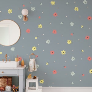 Daisy Wall Decals - Flower Wall Stickers, Nursery Decor, Kids Room Wall Art - WB074