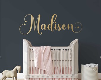 Shabby Chic Personalized Name Wall Decal, Custom Baby Name, Kids Name Wall Sticker, Nursery Decor, Cottage Nursery Decor - WBNAME12