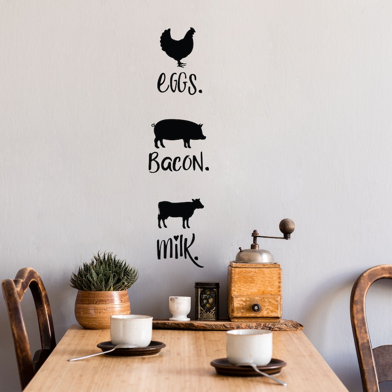 Farmhouse Style Kitchen Wall Decals With Chicken Pig and Etsy