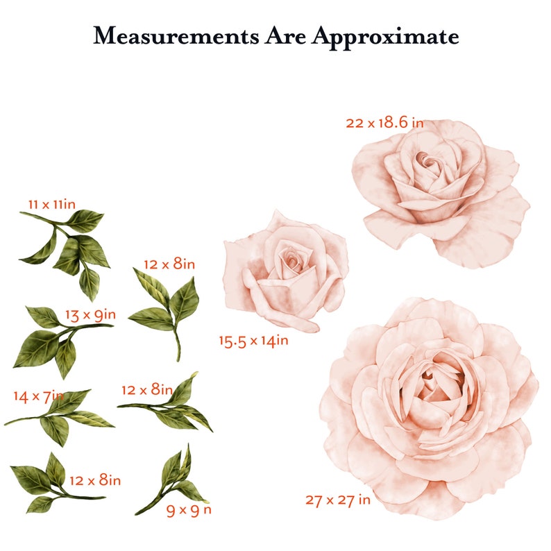 Pink Roses Floral Wall Decals for Nursery Floral Wallpaper Etsy