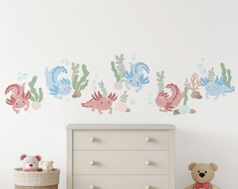Axolotl Wall Decal for Nursery or Kids Room, Nursery Decor, Reusable Fabric Wall Decals - WB087