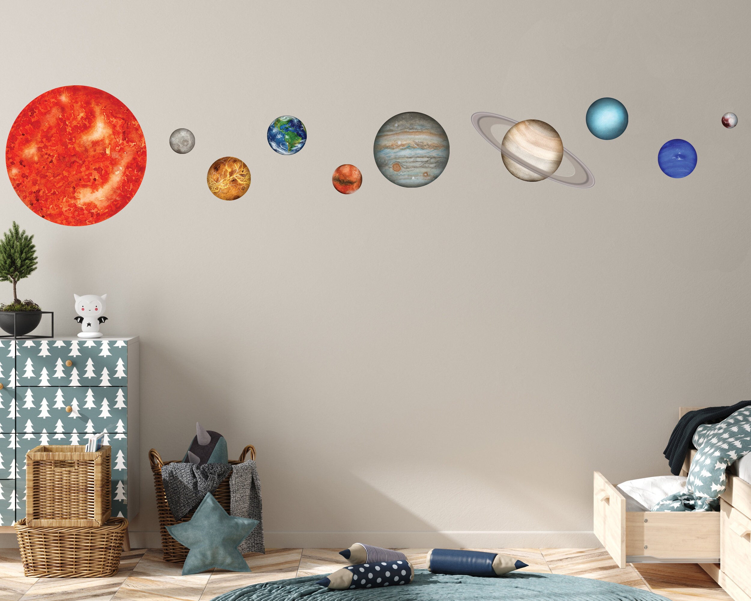 Full Sun Planets Wall Stickers Set Solar System Kids Room Etsy