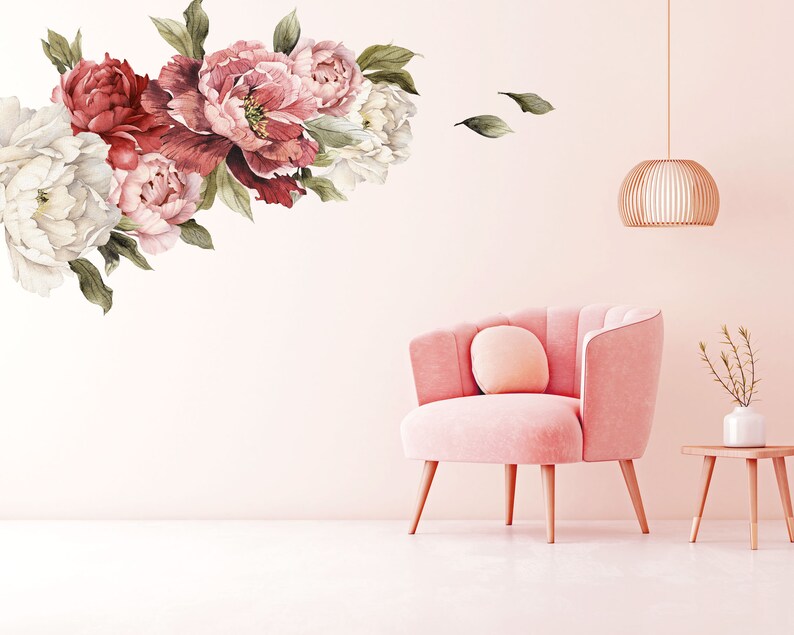 Flower Decals Large Pink and Red Flower Decals Wall Stickers Etsy