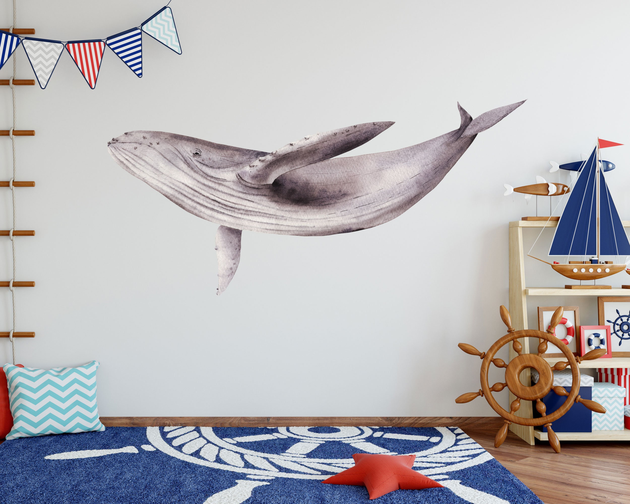 Giant Whale Wall Decal for Kids Room Decor or Classroom Decor Etsy