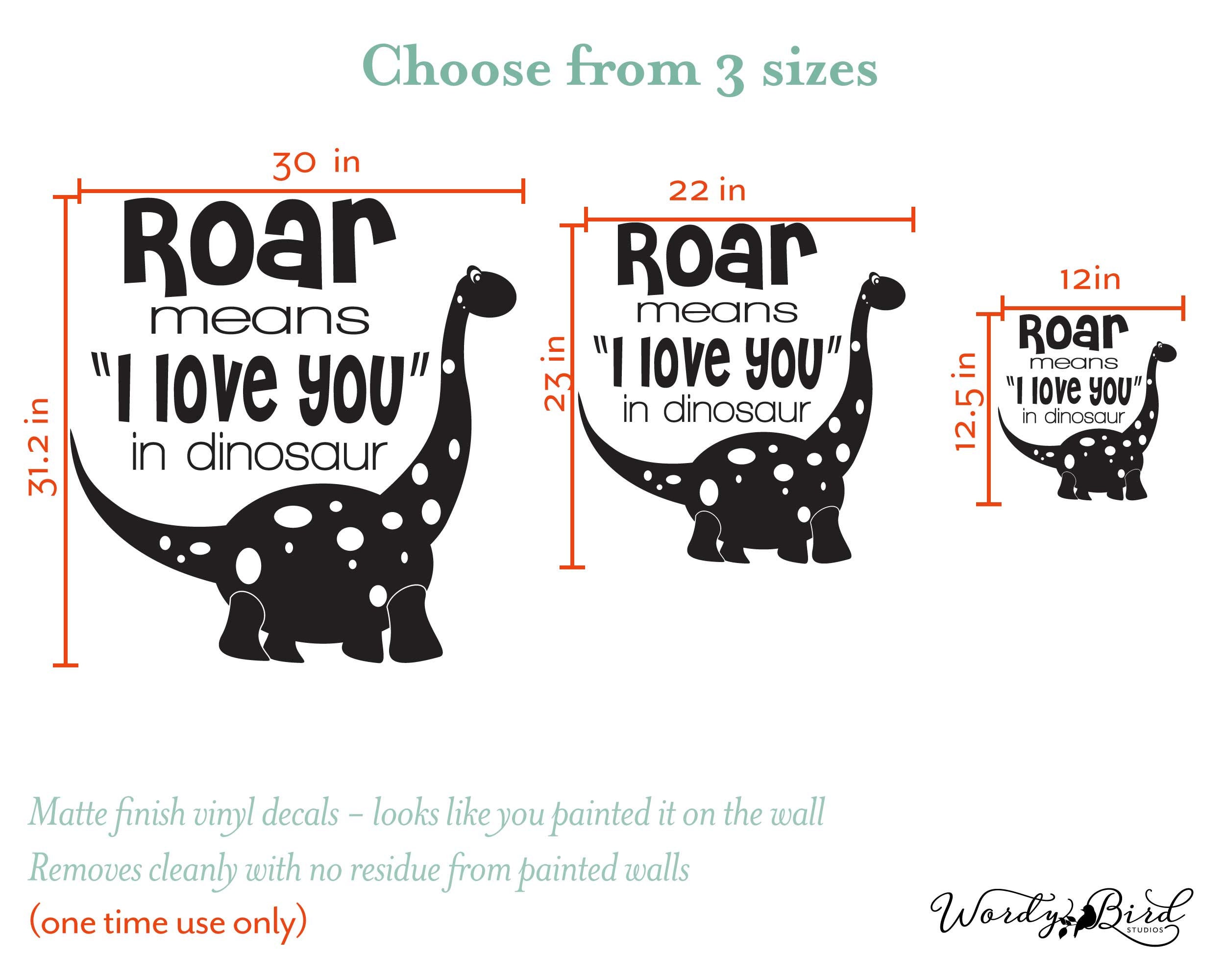  Boy recámara decal-roar significa I Love You en