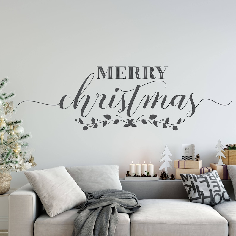 Merry Christmas Wall Decal Christmas Decoration Free Etsy
