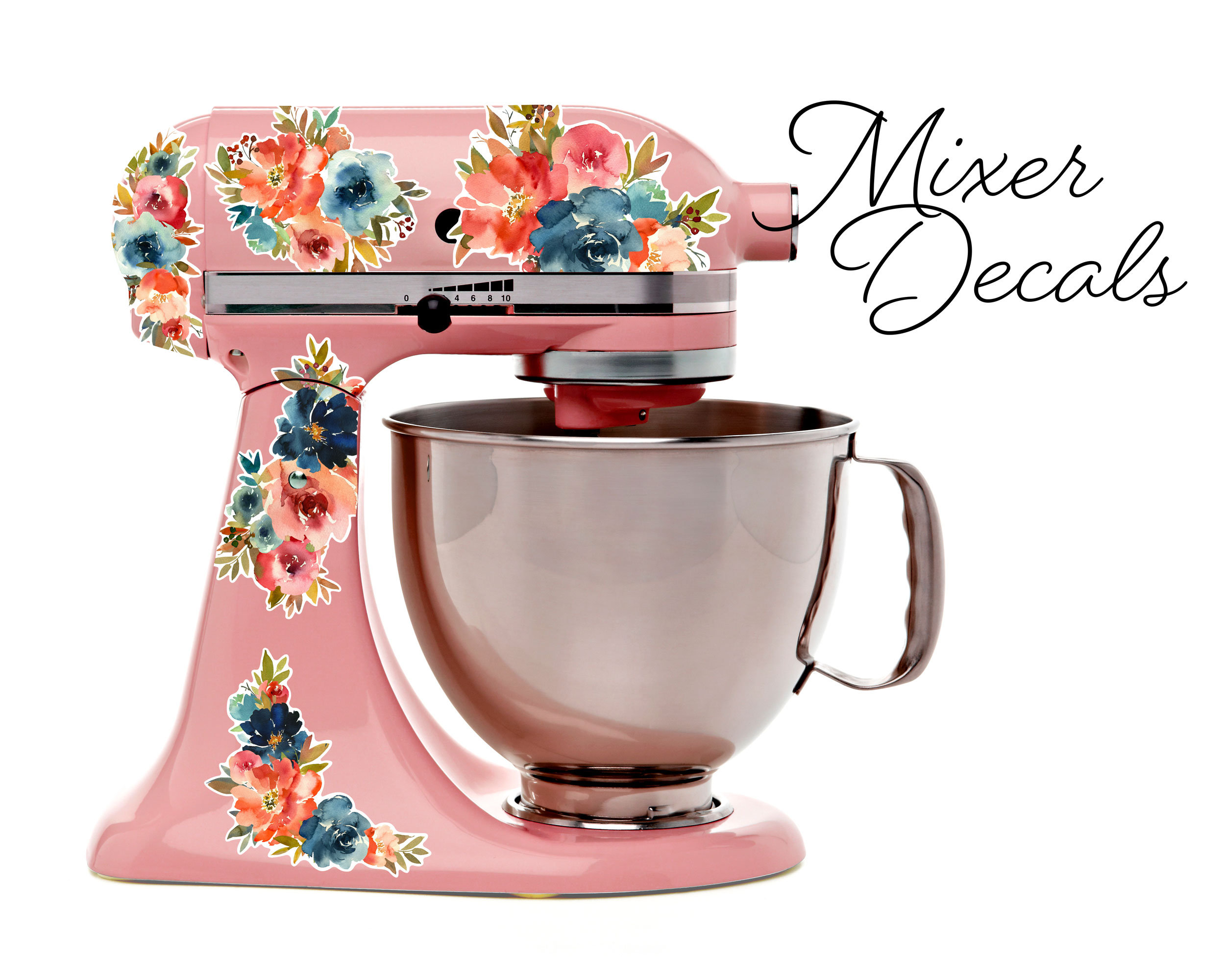 Floral Stand Mixer Decal Set, Fits Kitchenaid or Other Kitchen