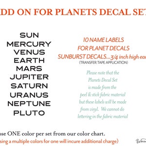 Add on Planet Labels to go with Planet Wall decal sets WEXTRA3