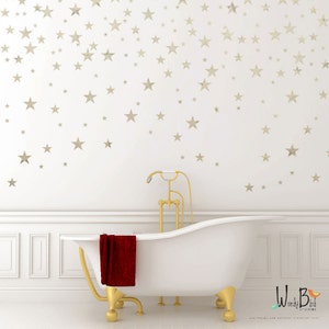 Gold Stars Wall Decals Pack Peel and Stick Confetti Wall Decals Metallic Star Wall Decals WBSTRm image 7