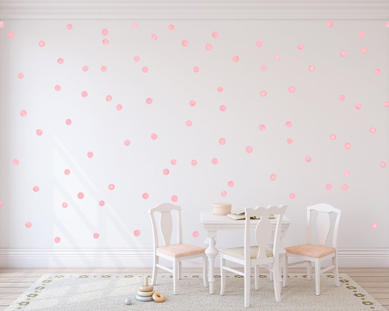 Pink Watercolor Polka Dot Wall Decals made from peel and stick Etsy