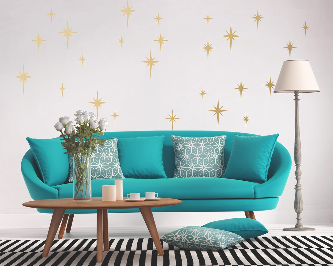 Retro Starburst Vinyl Wall Decals, Mid Century Modern, 1950s Atomic Age