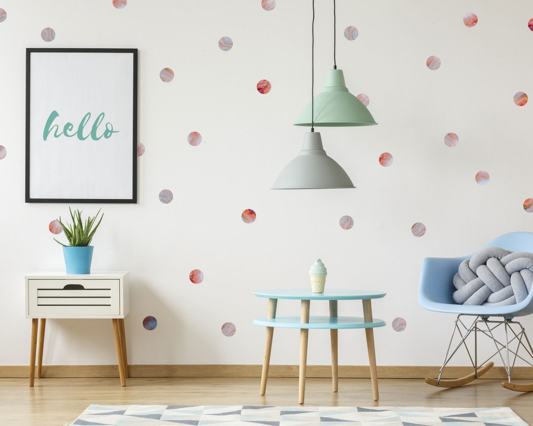 Red and Blue Polka Dot Wall Decal set of 45, Nursery Wall Decals, 3 ...
