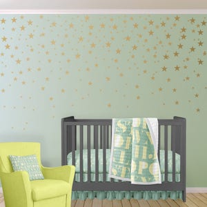 Gold Stars Wall Decals Set for Nursery Decor, Easy Peel and Stick Application, removable, matte metallic finish looks like paint WBSTRm image 8