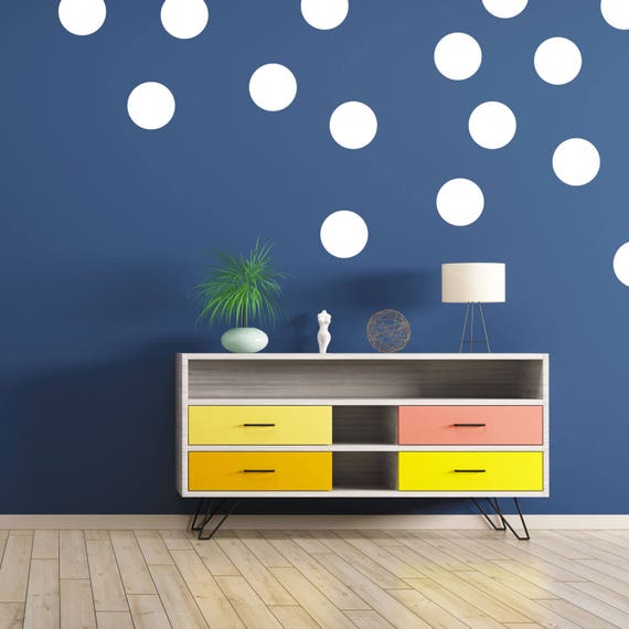White Polka Dot Wall Decals Peel and Stick Polka Dots Decals Etsy