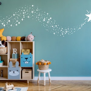 Shooting Stars & Sparkles Wall Decals Galaxy Nursery Decals, Star Decals, Space Theme Kids Room Decor, Gold Star Wall Stickers WB068 image 1