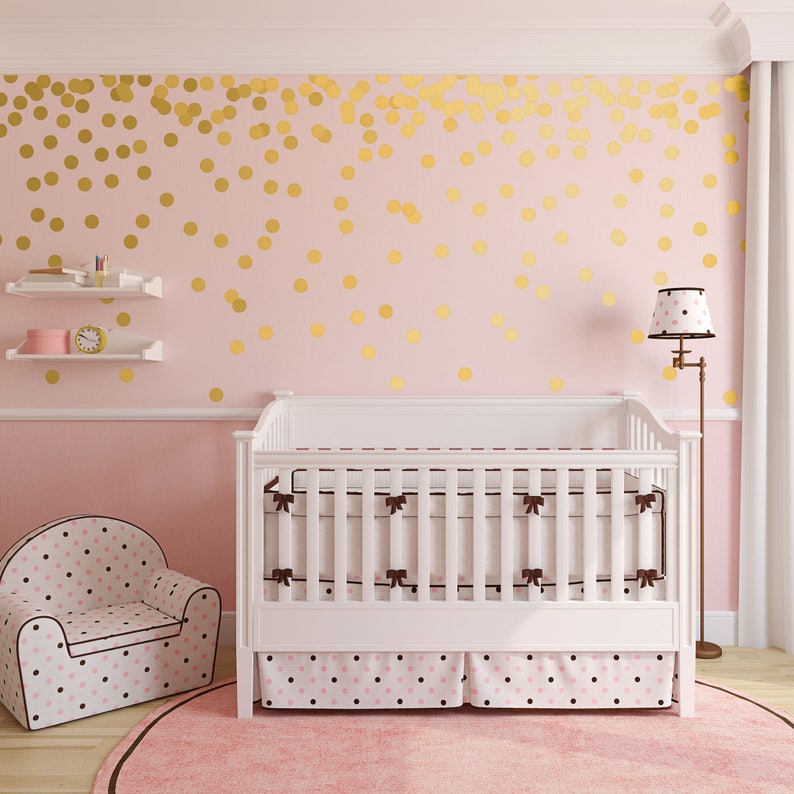 Gold Dot Wall Decals Metallic Gold Polka Dots Gold Wall Stickers Peel and Stick Dots WBDOTS image 3