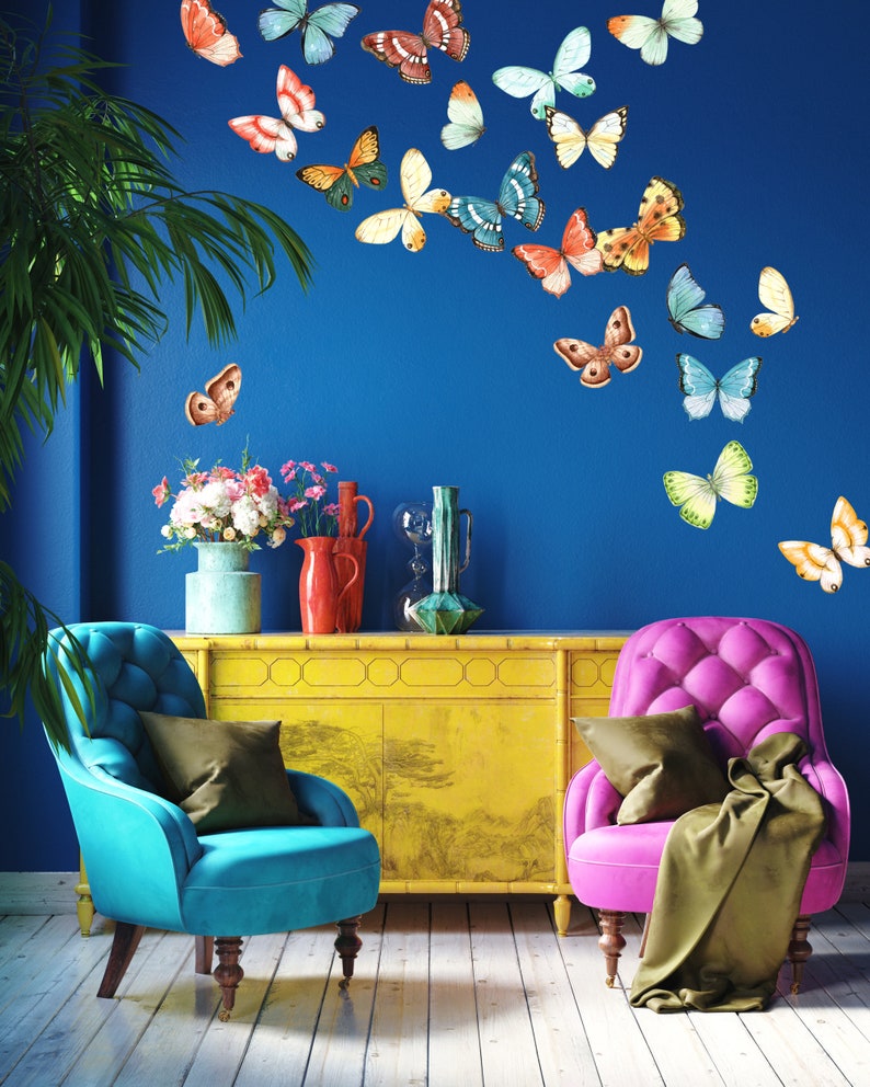 Butterfly Wall Decals made from Peel and Stick Wallpaper | Etsy