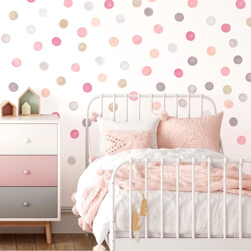 Stickers muraux aquarelle à pois pour décoration de chambre d'enfant ou de chambre d'enfant, idéal pour la salle de classe ou de jeux WBDOTW