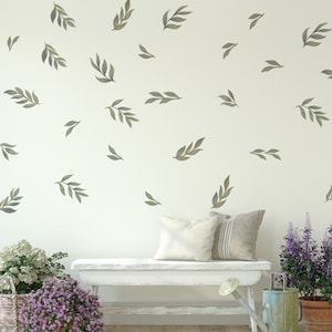 Leaf Wall Decals, Boho Nursery Decor Floral Wall Stickers, Great for Dorms, Classroom or Rentals, removable fabric wallpaper material WB012 image 8