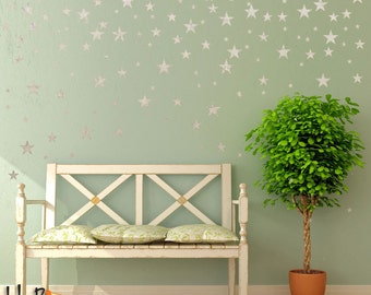 Silver Stars Wall Decals for Outer Space Nursery Decor - Silver Wall Stickers - Star Stickers for Walls -WBSTRm