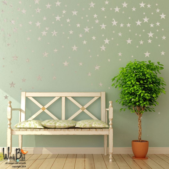 Silver Stars Wall Decals For Outer Space Nursery Decor