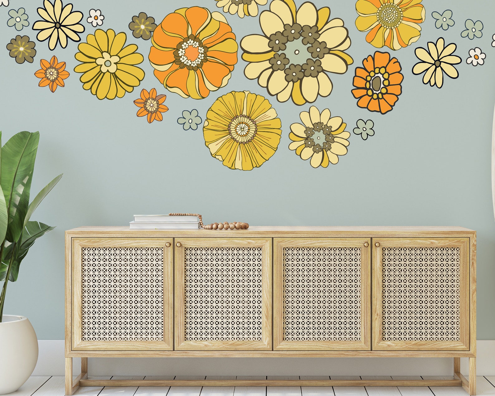 Large Daisy Wall Decals Boho Floral Nursery Decor Wall Art Etsy