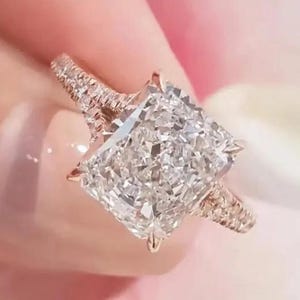 3 CT Radiant Cut Moissanite Diamond Ring Set, Radiant Cut Engagement Ring Set, 14K Gold Wedding Ring Set, For Women Anniversary Ring Set