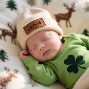 Personalize Baby Beanie,Newborn Baby Beanie Hat,Infant Beanie with Name,Baby Shower Gift,Baby Hat with name patch,Unisex baby hats for baby