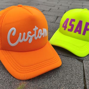 Custom Puff Hat, Custom Puff Trucker Hat, Custom Cursive Hat, Puff Print Team Name Hat, Foam Trucker Hat, 3D Puff Print Hat