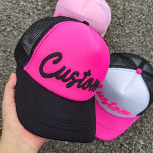 Custom Puff Hat, Custom Puff Trucker Hat, Custom Cursive Hat, Puff Print Team Name Hat, Foam Trucker Hat, 3D Puff Print Hat