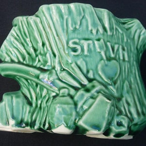 McCoy Tree Stump Green Planter Initials and Heart